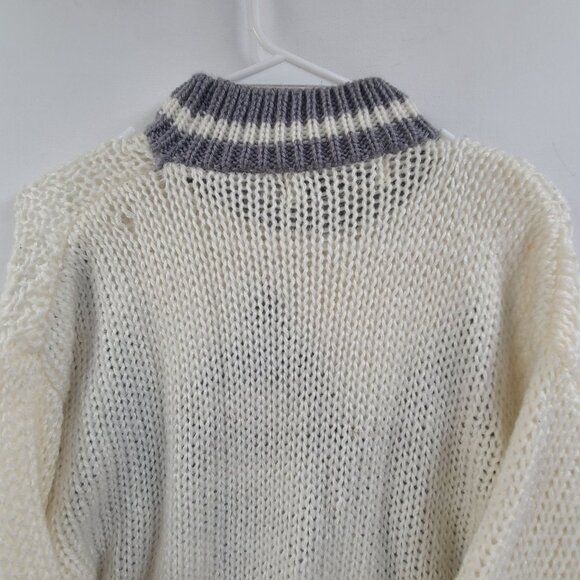 VTG FORUM Hand knitted sweater Cream Gray Mens Size Medium - Picture 6 of 8